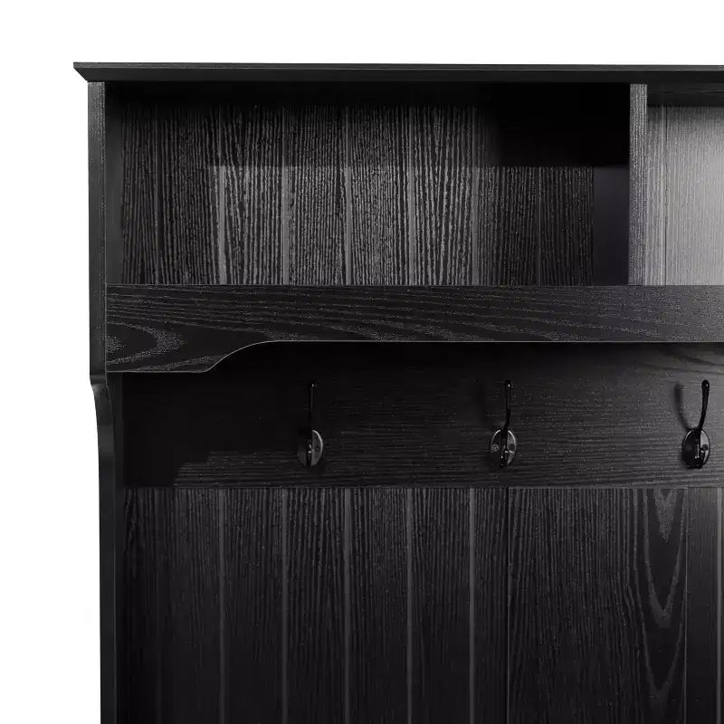 Merrick Lane Hallway Tree with Bench Seating, 4 Double Coat Hooks, Upper Storage and Double Door Under Bench Storage