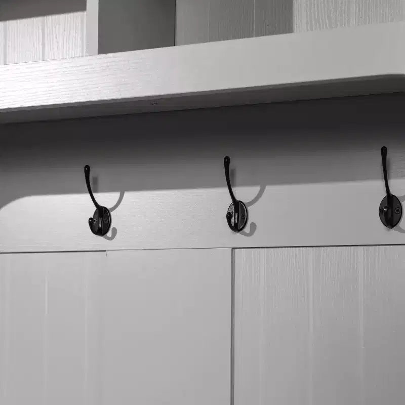 Merrick Lane Hallway Tree with Bench Seating, 4 Double Coat Hooks, Upper Storage and Double Door Under Bench Storage