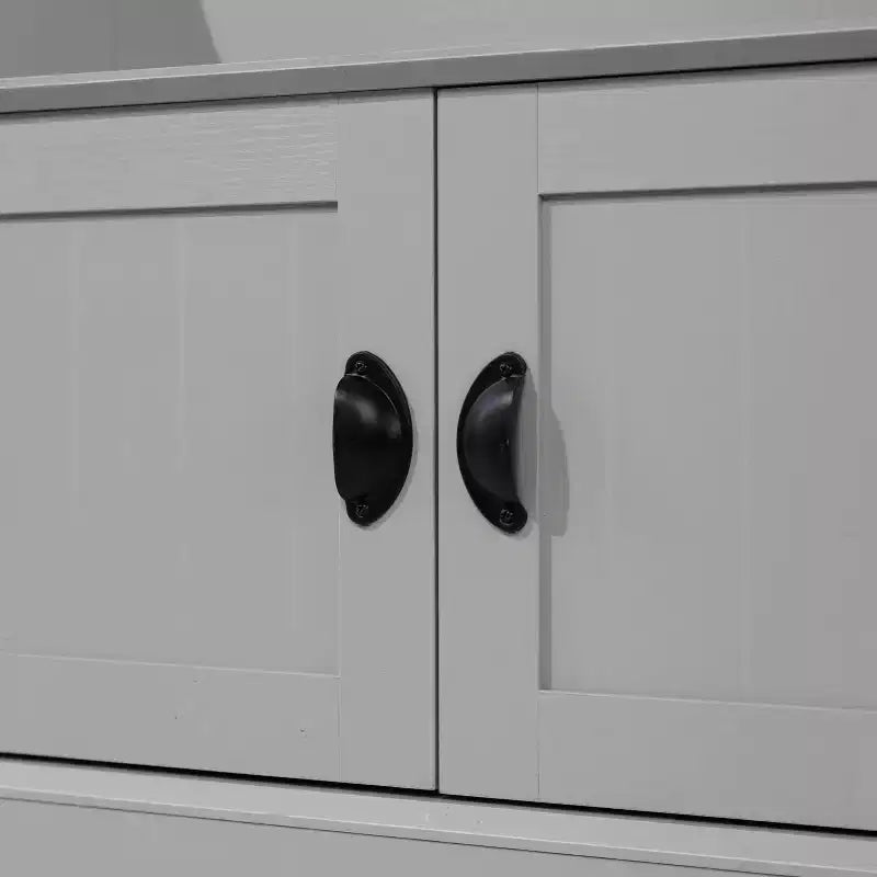 Merrick Lane Hallway Tree with Bench Seating, 4 Double Coat Hooks, Upper Storage and Double Door Under Bench Storage