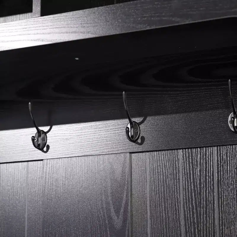 Merrick Lane Hallway Tree with Bench Seating, 4 Double Coat Hooks, Upper Storage and Double Door Under Bench Storage