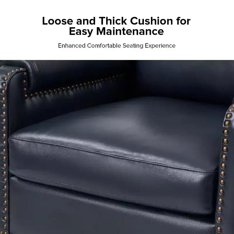 Hellmuth Genuine Leather Armchair with Removable Cushion and Nailhead Trims | HULALA HOME