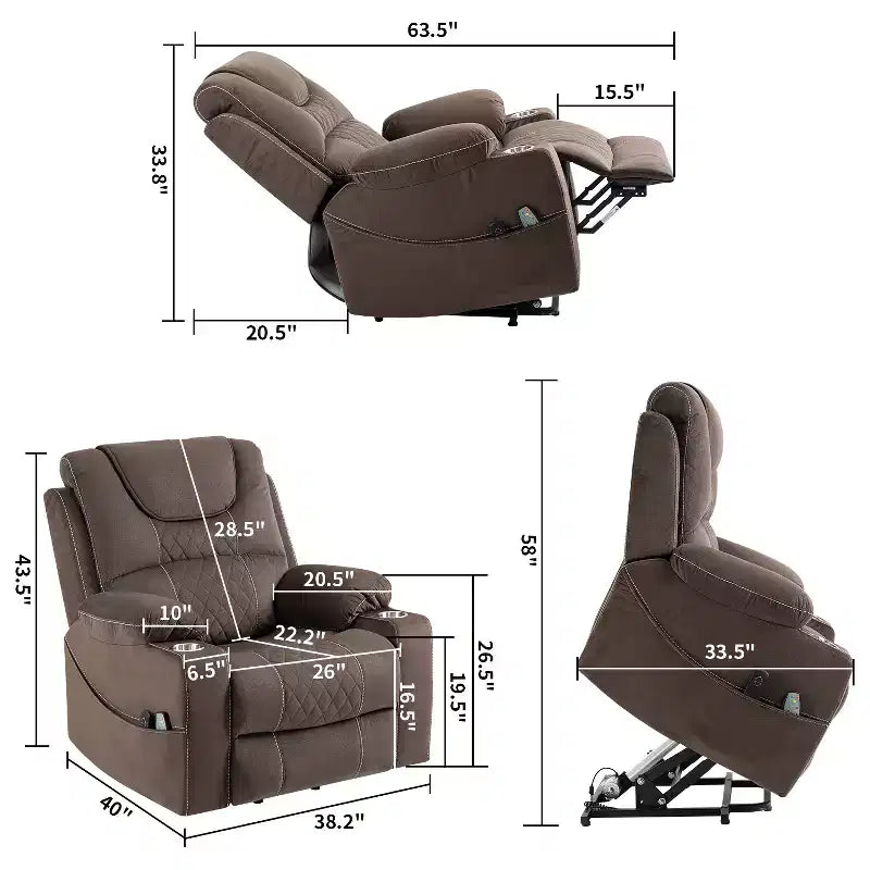 Leisure PU Leather/Velvet Electric Lift Chair, Relaxation Sofa Chair Electric Recliner for the Elderly - ModernLuxe