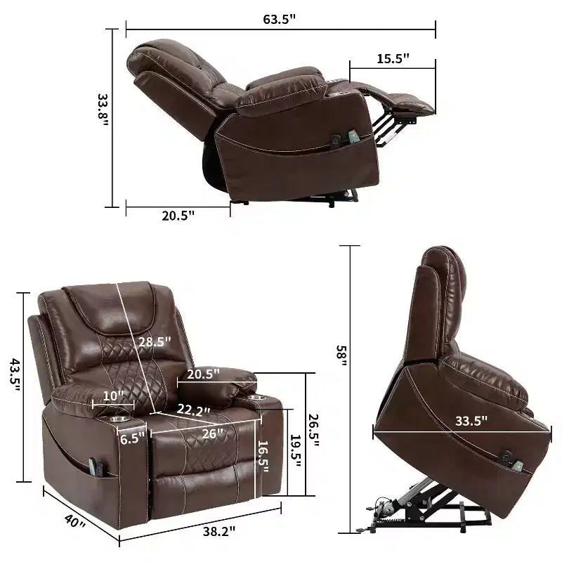 Leisure PU Leather/Velvet Electric Lift Chair, Relaxation Sofa Chair Electric Recliner for the Elderly - ModernLuxe