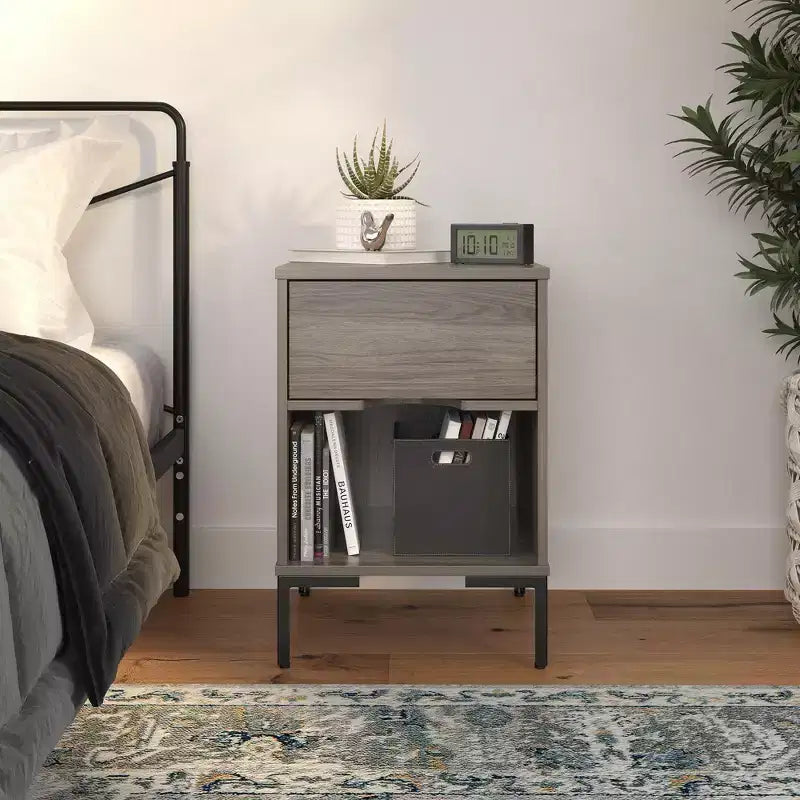 RealRooms Rolland Nightstand, Weathered Oak