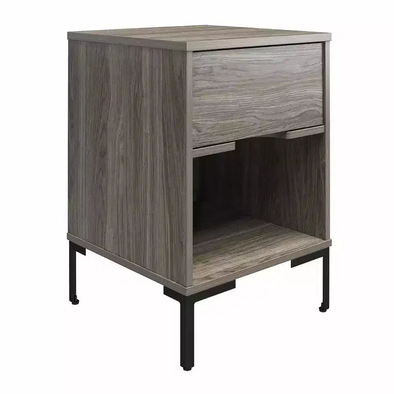 RealRooms Rolland Nightstand, Weathered Oak