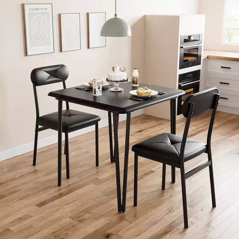 Whizmax Small Dining Table Set for 2, 3 Piece Kitchen Bar Dinette Square, with PU Upholstered Chairs