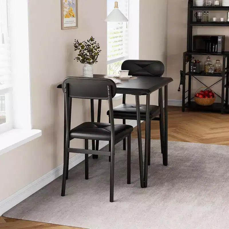 Whizmax Small Dining Table Set for 2, 3 Piece Kitchen Bar Dinette Square, with PU Upholstered Chairs