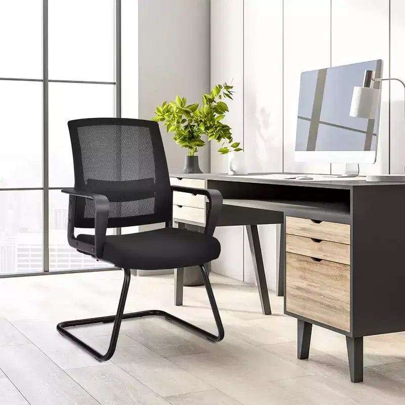 Costway Set of 2/4/6/8/12 Conference Chairs Mesh Reception Office Guest Chairs w/ Lumbar Support