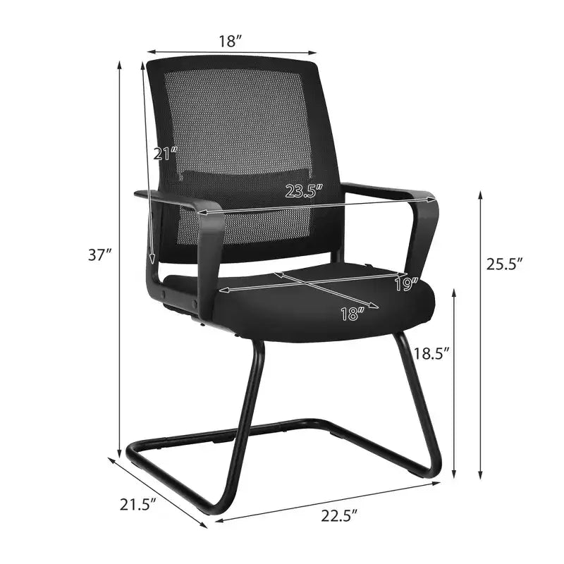 Costway Set of 2/4/6/8/12 Conference Chairs Mesh Reception Office Guest Chairs w/ Lumbar Support
