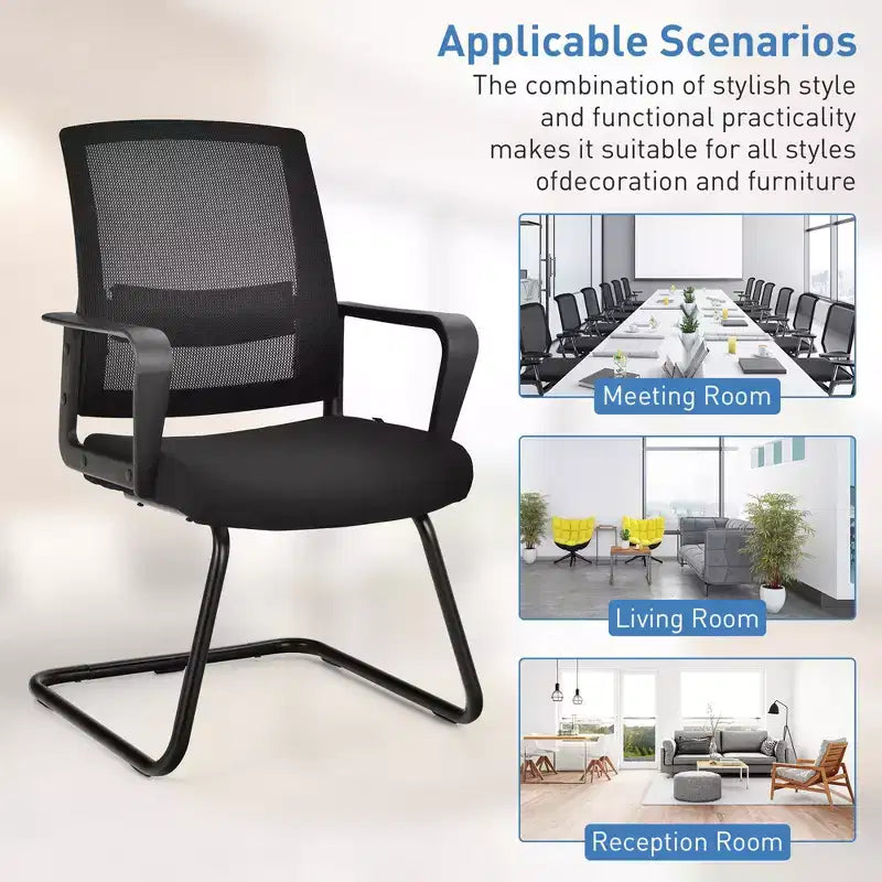 Costway Set of 2/4/6/8/12 Conference Chairs Mesh Reception Office Guest Chairs w/ Lumbar Support