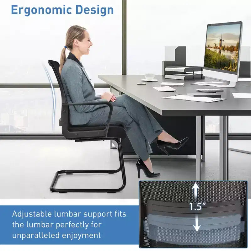 Costway Set of 2/4/6/8/12 Conference Chairs Mesh Reception Office Guest Chairs w/ Lumbar Support