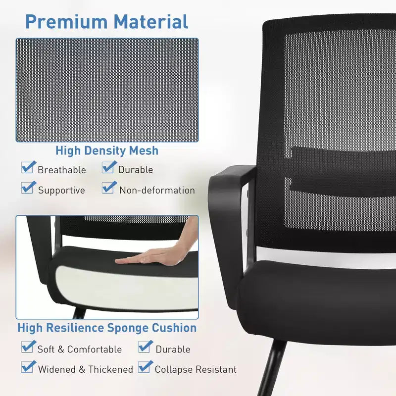 Costway Set of 2/4/6/8/12 Conference Chairs Mesh Reception Office Guest Chairs w/ Lumbar Support