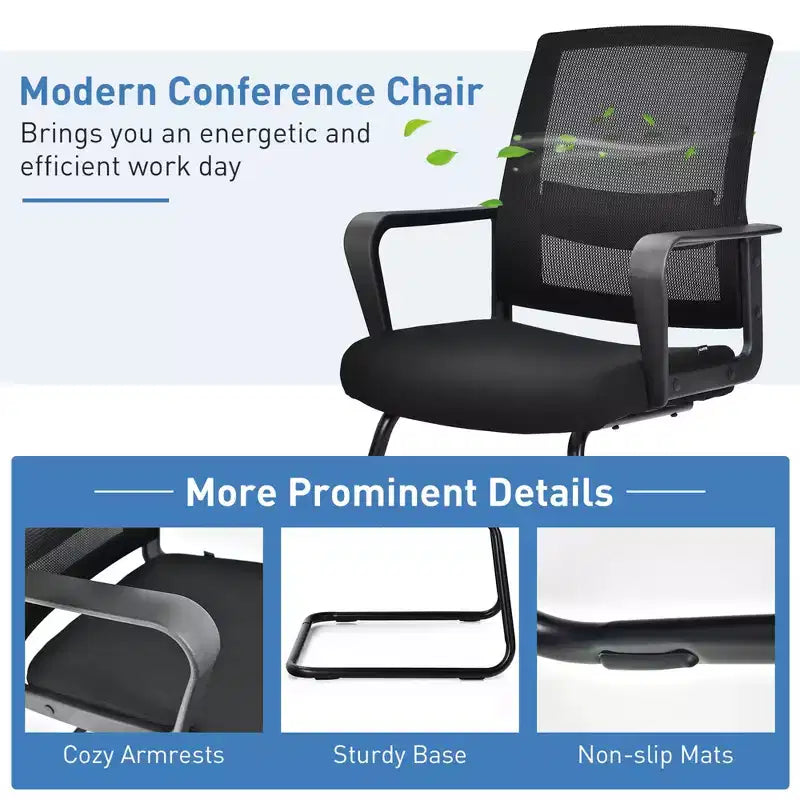 Costway Set of 2/4/6/8/12 Conference Chairs Mesh Reception Office Guest Chairs w/ Lumbar Support