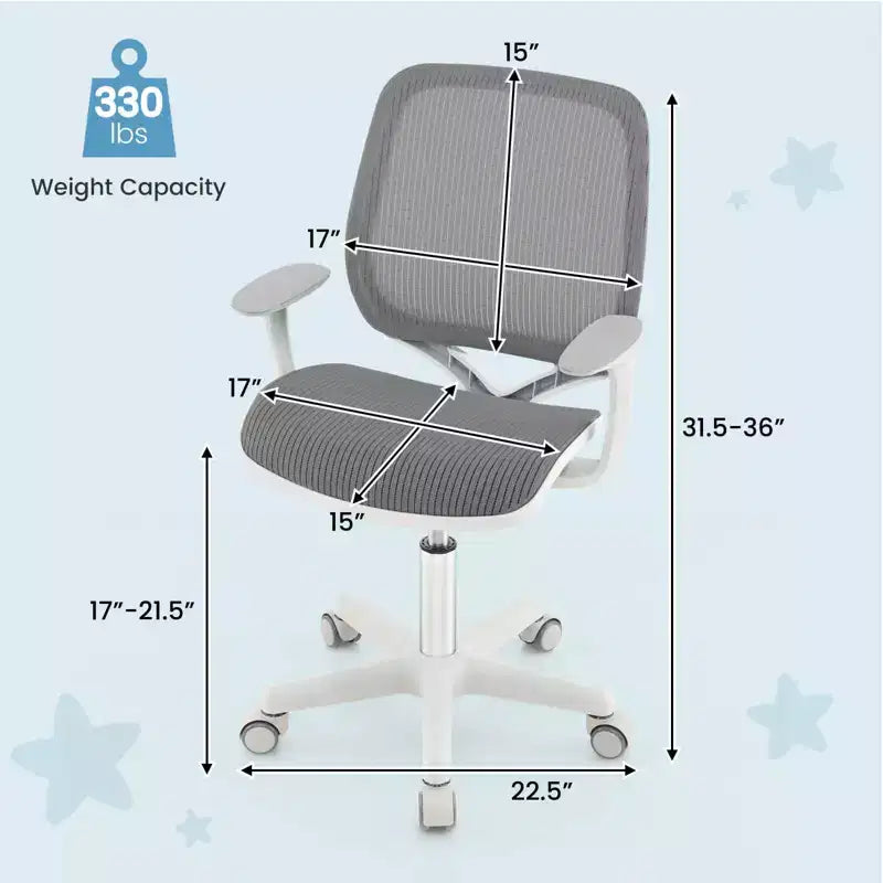 Costway Kids Desk Armchair Swivel Mesh Children Computer Chair with Adjustable Height Blue/Pink/Purple