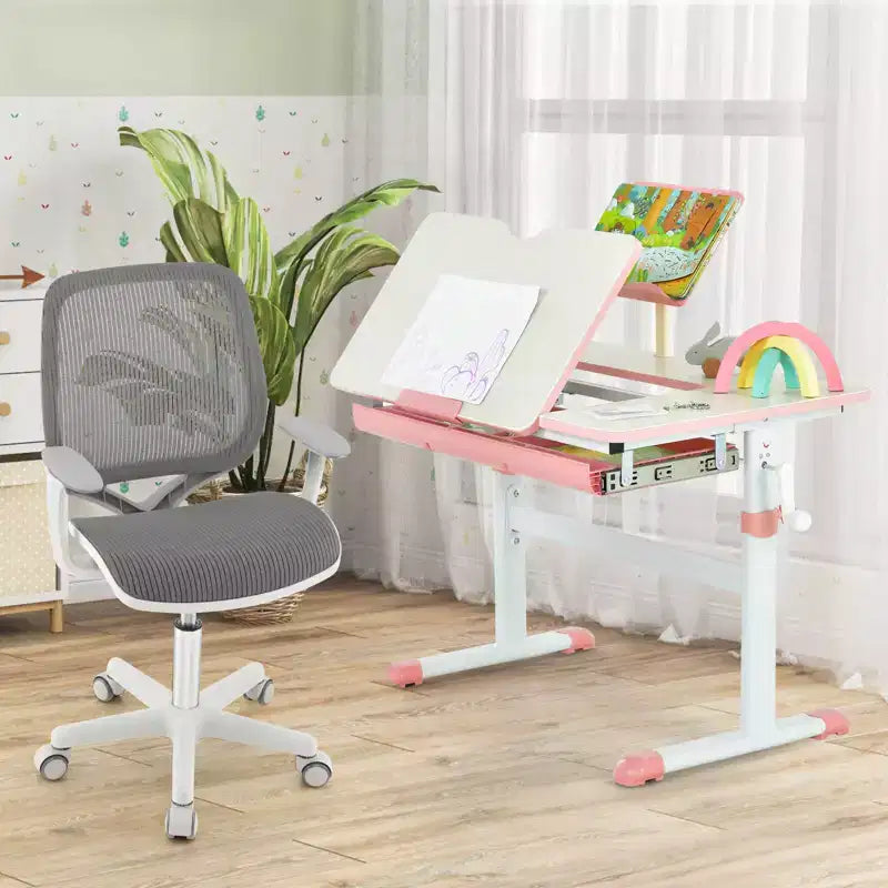 Costway Kids Desk Armchair Swivel Mesh Children Computer Chair with Adjustable Height Blue/Pink/Purple