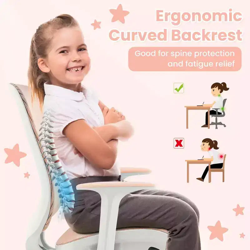 Costway Kids Desk Armchair Swivel Mesh Children Computer Chair with Adjustable Height Blue/Pink/Purple