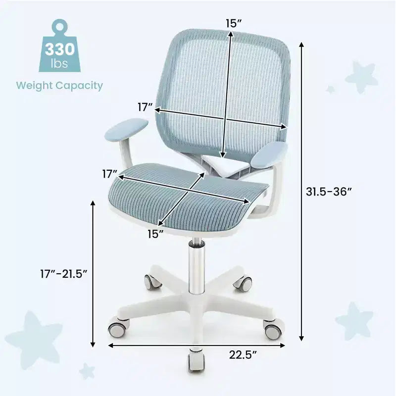 Costway Kids Desk Armchair Swivel Mesh Children Computer Chair with Adjustable Height Blue/Pink/Purple