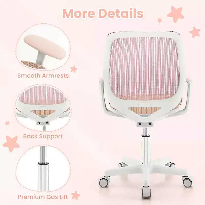 Costway Kids Desk Armchair Swivel Mesh Children Computer Chair with Adjustable Height Blue/Pink/Purple