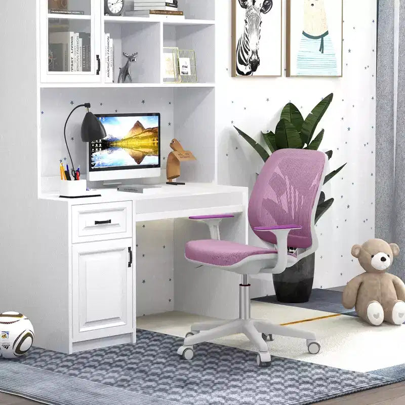 Costway Kids Desk Armchair Swivel Mesh Children Computer Chair with Adjustable Height Blue/Pink/Purple