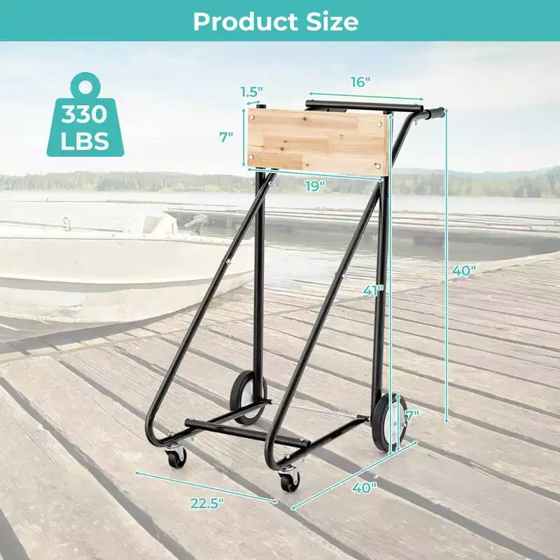 Costway Outboard Boat Motor Stand Heavy Duty Engine Carrier Cart Dolly with 4 Smooth Wheels