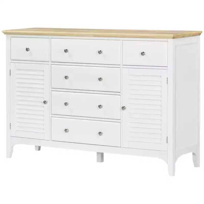 HOMCOM Modern Sideboard with Drawers, Buffet Cabinet with Storage Cabinets, Adjustable Shelves for Living Room, Kitchen