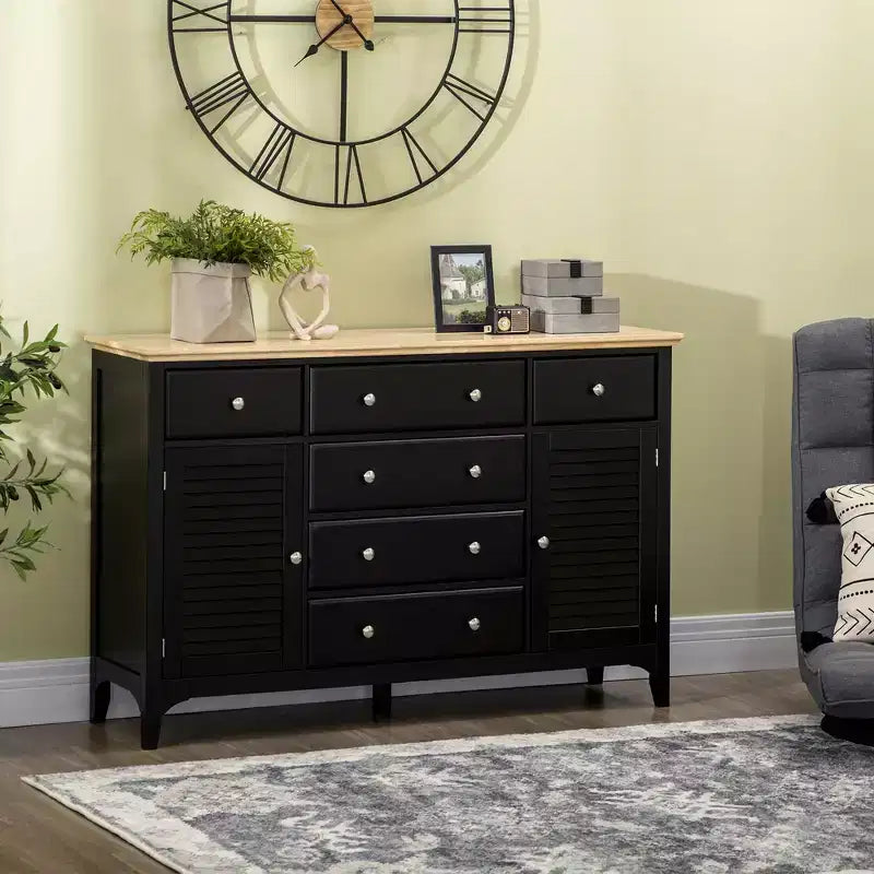 HOMCOM Modern Sideboard with Drawers, Buffet Cabinet with Storage Cabinets, Adjustable Shelves for Living Room, Kitchen