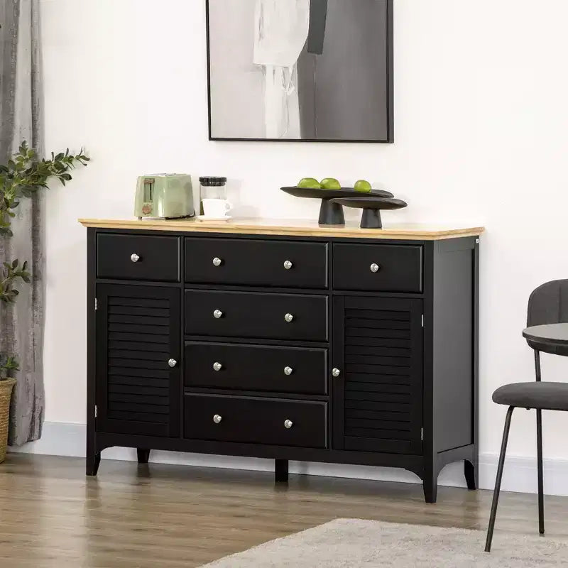 HOMCOM Modern Sideboard with Drawers, Buffet Cabinet with Storage Cabinets, Adjustable Shelves for Living Room, Kitchen