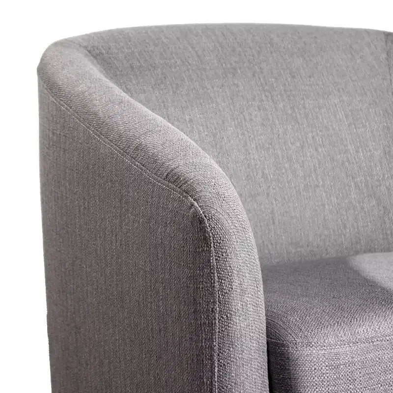Emma and Oliver Upholstered Club Style Barrel Accent Chair with 360 Degree Swivel Vinyl Wrapped Base and Sloped Armrests