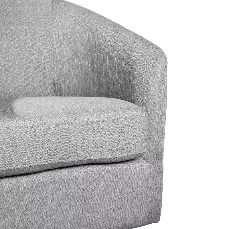 Emma and Oliver Upholstered Club Style Barrel Accent Chair with 360 Degree Swivel Vinyl Wrapped Base and Sloped Armrests