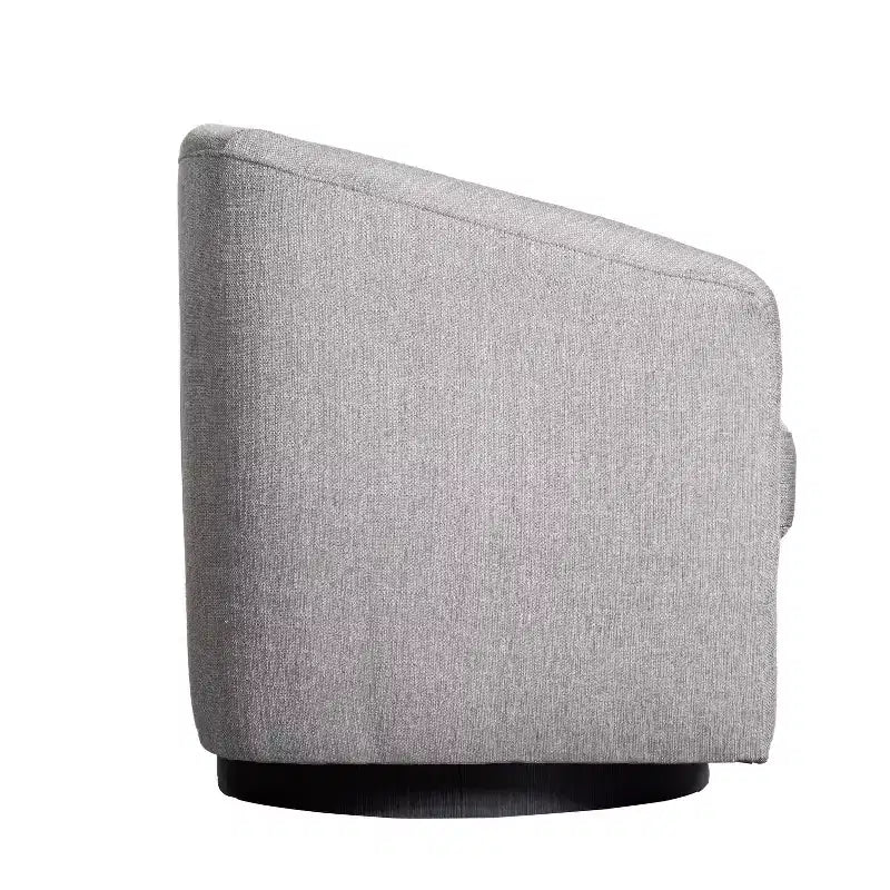 Emma and Oliver Upholstered Club Style Barrel Accent Chair with 360 Degree Swivel Vinyl Wrapped Base and Sloped Armrests