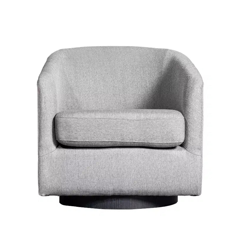 Emma and Oliver Upholstered Club Style Barrel Accent Chair with 360 Degree Swivel Vinyl Wrapped Base and Sloped Armrests