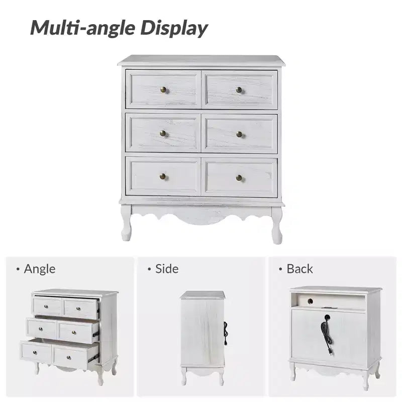 Set of 2 Galatea 32'' Traditional Solid Wood 3 - Drawer Accent Chest with Charging Station | HULALA HOME