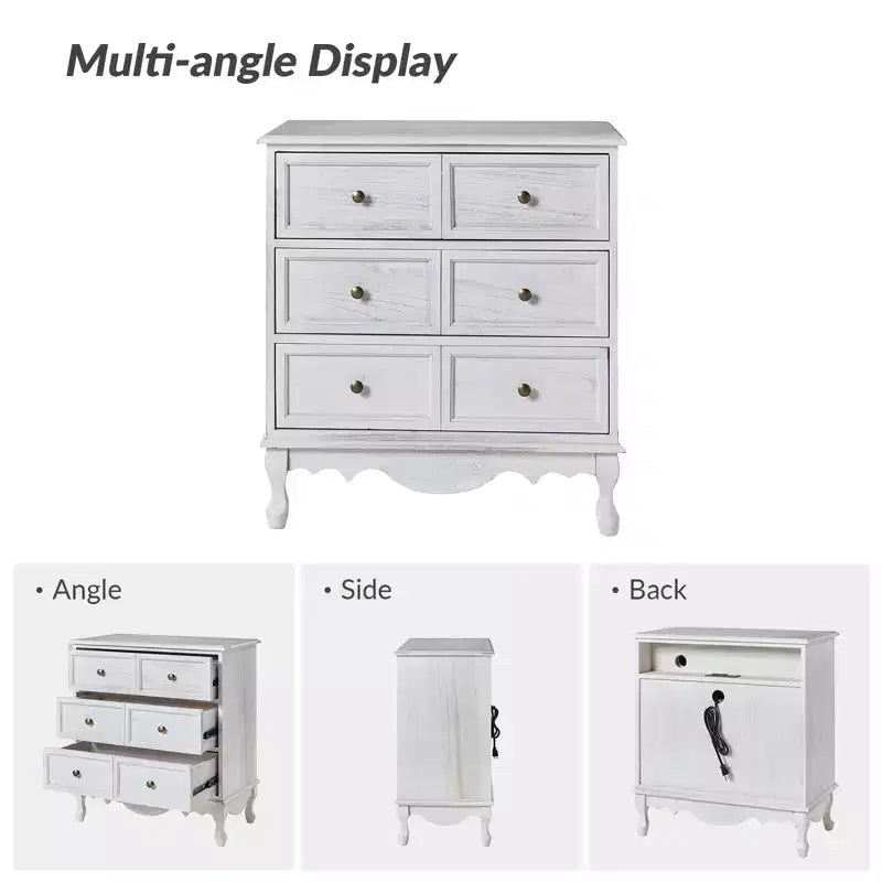 Set of 2 Galatea 32'' Traditional Solid Wood 3 - Drawer Accent Chest with Charging Station | HULALA HOME