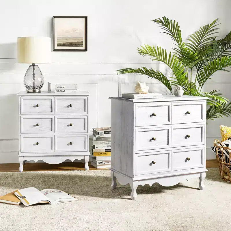 Set of 2 Galatea 32'' Traditional Solid Wood 3 - Drawer Accent Chest with Charging Station | HULALA HOME