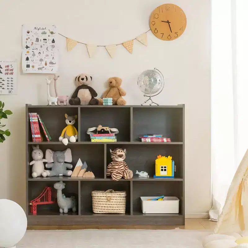 Costway 3-tier Open Bookcase 8-Cube Bookshelf Storage Display Cabinet French Oak Gray/White/Yellow/Natural/Blue/Green