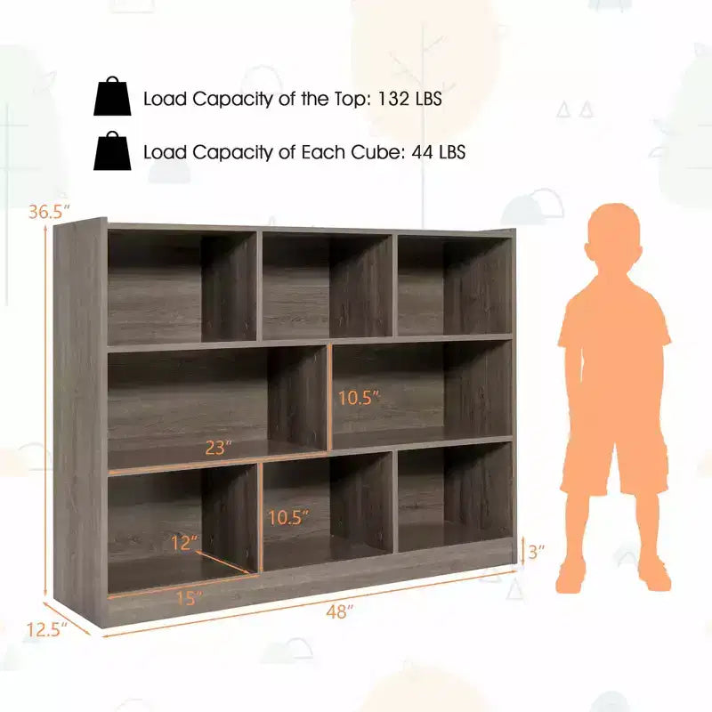 Costway 3-tier Open Bookcase 8-Cube Bookshelf Storage Display Cabinet French Oak Gray/White/Yellow/Natural/Blue/Green