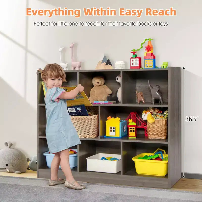 Costway 3-tier Open Bookcase 8-Cube Bookshelf Storage Display Cabinet French Oak Gray/White/Yellow/Natural/Blue/Green