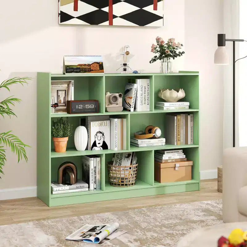 Costway 3-tier Open Bookcase 8-Cube Bookshelf Storage Display Cabinet French Oak Gray/White/Yellow/Natural/Blue/Green