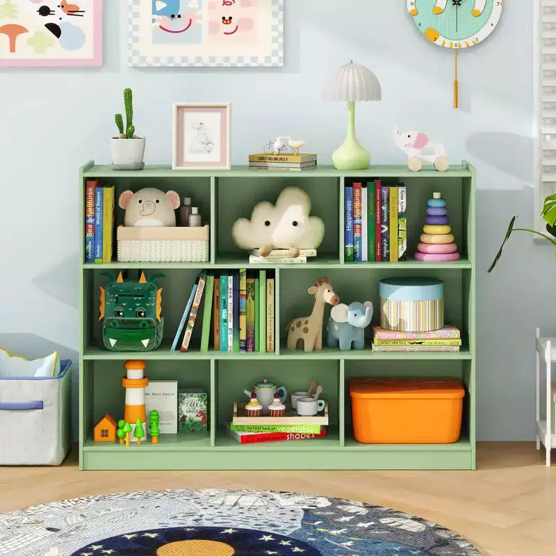 Costway 3-tier Open Bookcase 8-Cube Bookshelf Storage Display Cabinet French Oak Gray/White/Yellow/Natural/Blue/Green