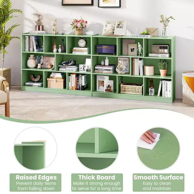 Costway 3-tier Open Bookcase 8-Cube Bookshelf Storage Display Cabinet French Oak Gray/White/Yellow/Natural/Blue/Green