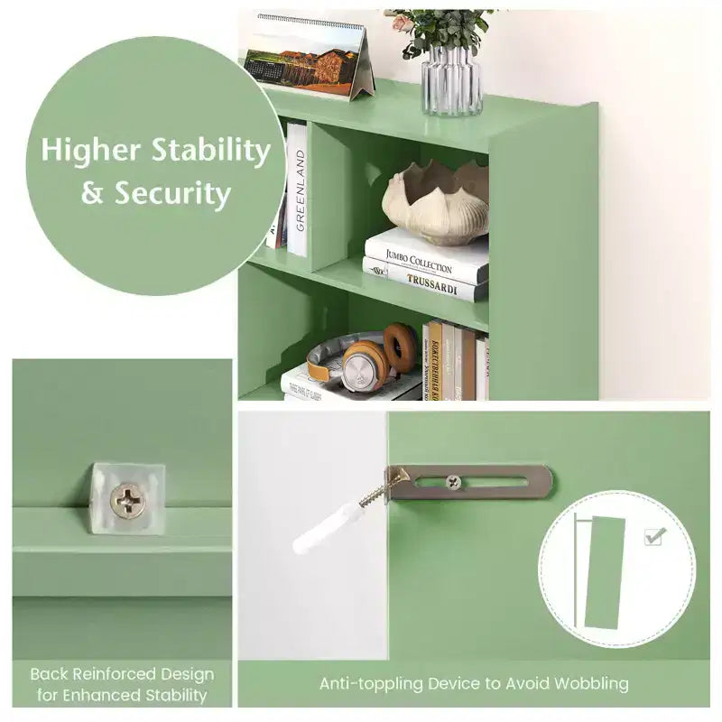 Costway 3-tier Open Bookcase 8-Cube Bookshelf Storage Display Cabinet French Oak Gray/White/Yellow/Natural/Blue/Green