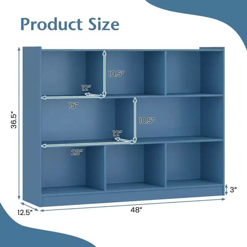 Costway 3-tier Open Bookcase 8-Cube Bookshelf Storage Display Cabinet French Oak Gray/White/Yellow/Natural/Blue/Green
