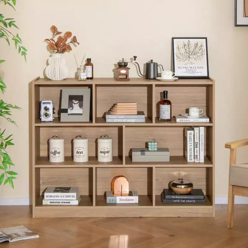 Costway 3-tier Open Bookcase 8-Cube Bookshelf Storage Display Cabinet French Oak Gray/White/Yellow/Natural/Blue/Green