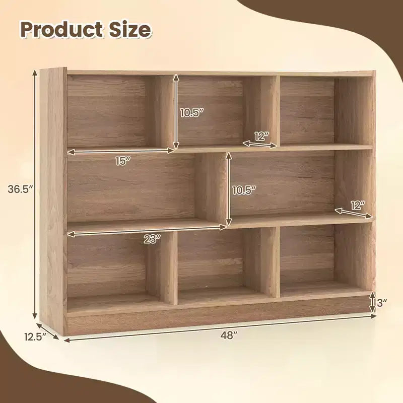 Costway 3-tier Open Bookcase 8-Cube Bookshelf Storage Display Cabinet French Oak Gray/White/Yellow/Natural/Blue/Green