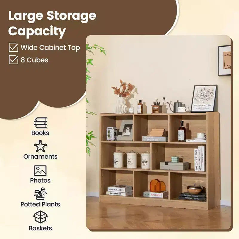 Costway 3-tier Open Bookcase 8-Cube Bookshelf Storage Display Cabinet French Oak Gray/White/Yellow/Natural/Blue/Green