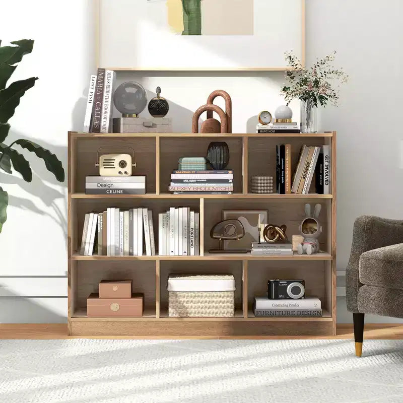 Costway 3-tier Open Bookcase 8-Cube Bookshelf Storage Display Cabinet French Oak Gray/White/Yellow/Natural/Blue/Green