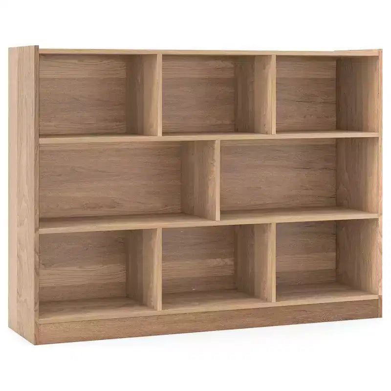 Costway 3-tier Open Bookcase 8-Cube Bookshelf Storage Display Cabinet French Oak Gray/White/Yellow/Natural/Blue/Green