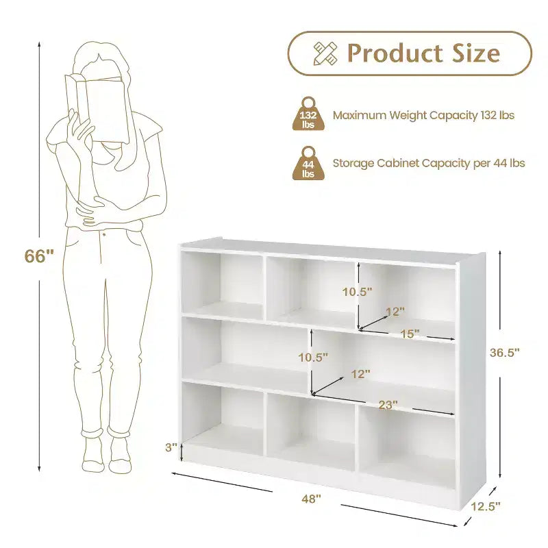 Costway 3-tier Open Bookcase 8-Cube Bookshelf Storage Display Cabinet French Oak Gray/White/Yellow/Natural/Blue/Green