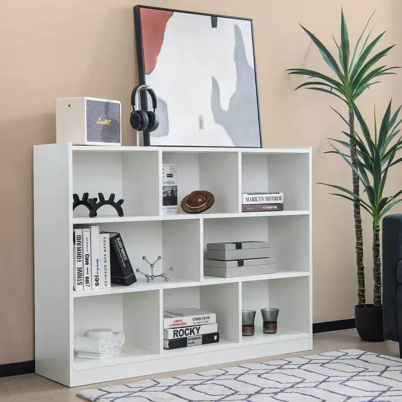 Costway 3-tier Open Bookcase 8-Cube Bookshelf Storage Display Cabinet French Oak Gray/White/Yellow/Natural/Blue/Green
