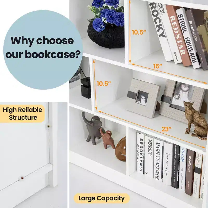 Costway 3-tier Open Bookcase 8-Cube Bookshelf Storage Display Cabinet French Oak Gray/White/Yellow/Natural/Blue/Green